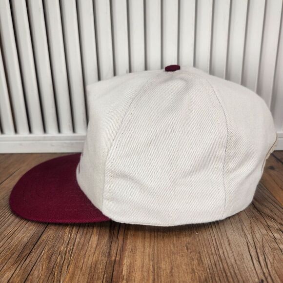 VINTAGE Farmers Union Insurance Hat Cap Snapback Maroon Made in USA L.W. Barrett - Picture 6 of 11